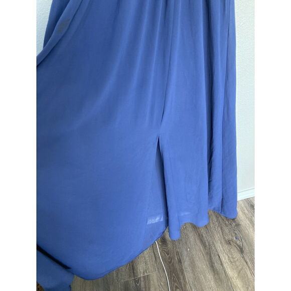 Baltic Born Navy Chiffon Maxi Dress size XXL short sleeve front slit v-neck soft - Picture 3 of 7